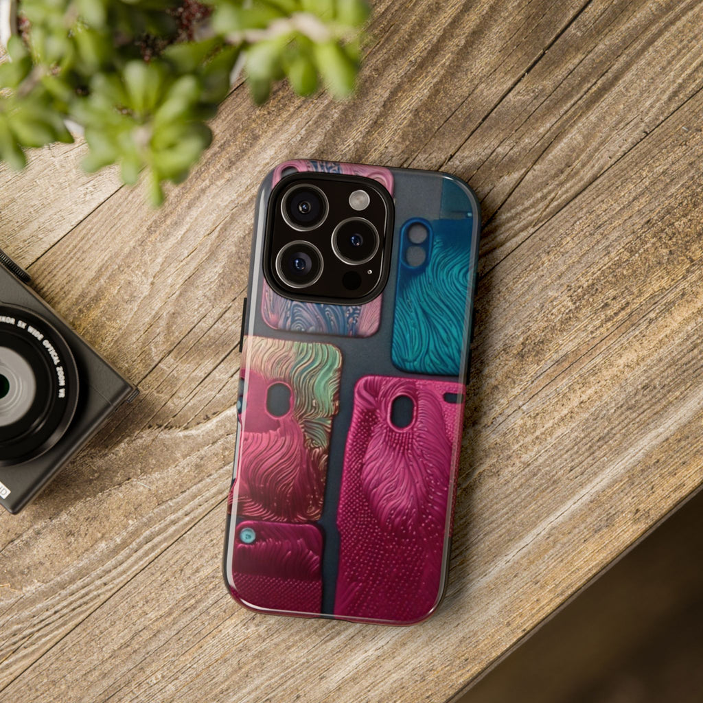 Tough Case - Colorful Textured Phone Case (Protective, Artistic Swirl Design)