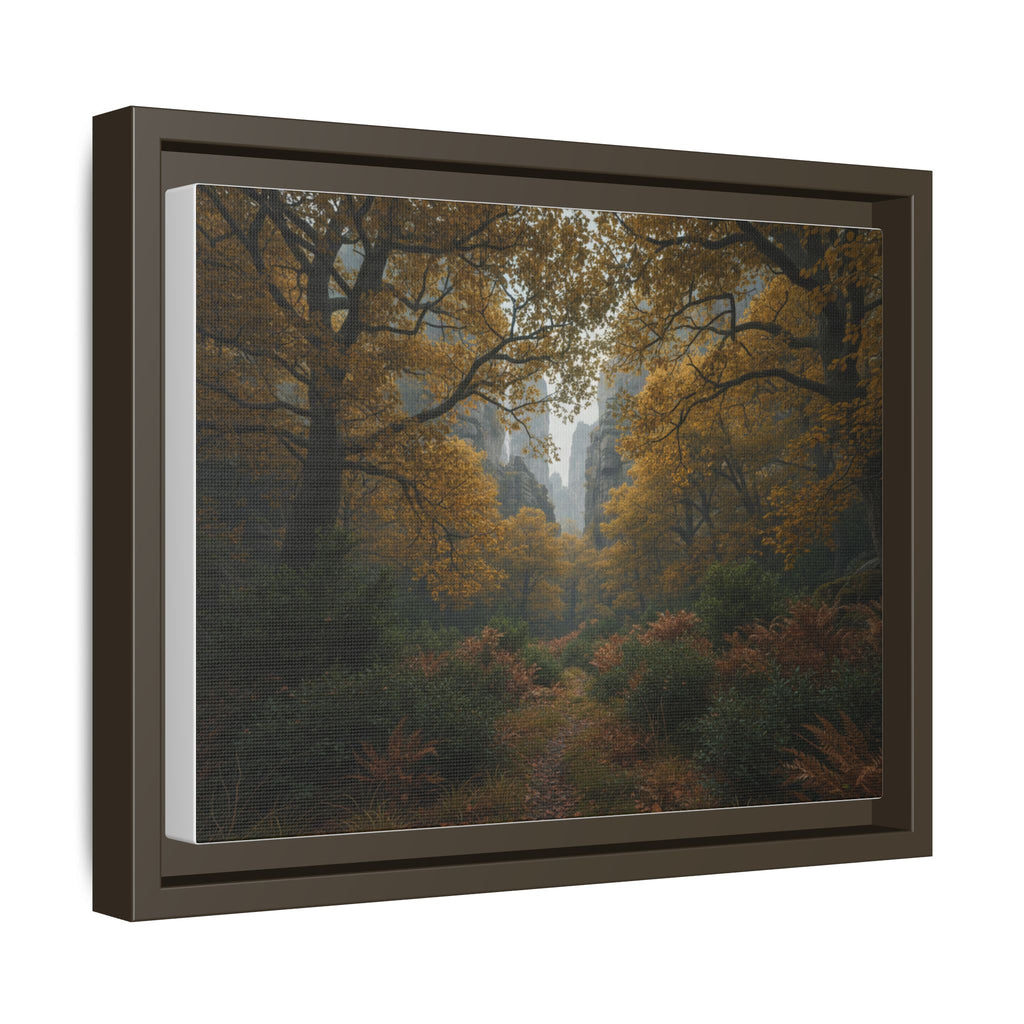 Autumn Forest Path Matte Canvas Print — Framed Wall Art
