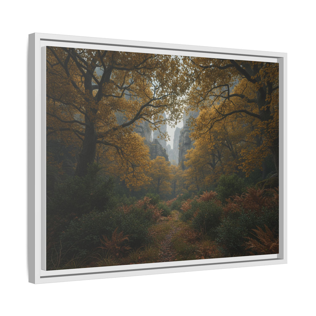 Autumn Forest Path Matte Canvas Print — Framed Wall Art