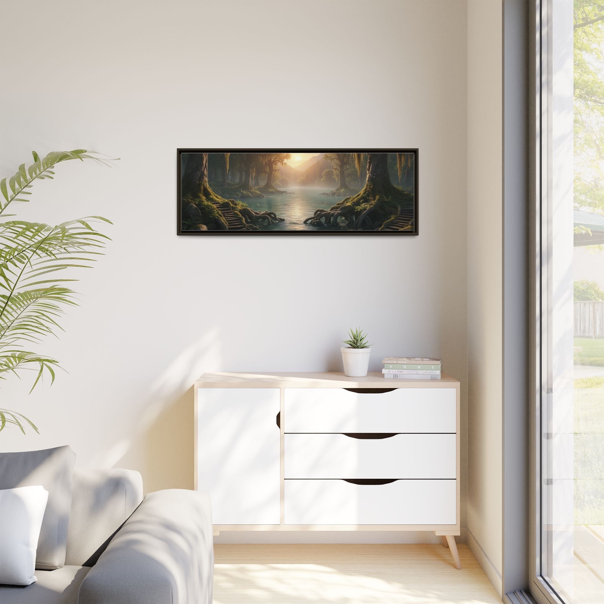 Framed Matte Canvas Art - Step In To The Water