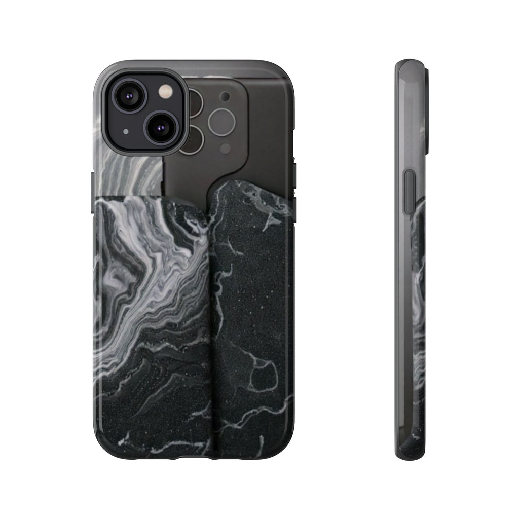 Black Marble Tough Phone Case — Protective iPhone Cover with Marble Texture