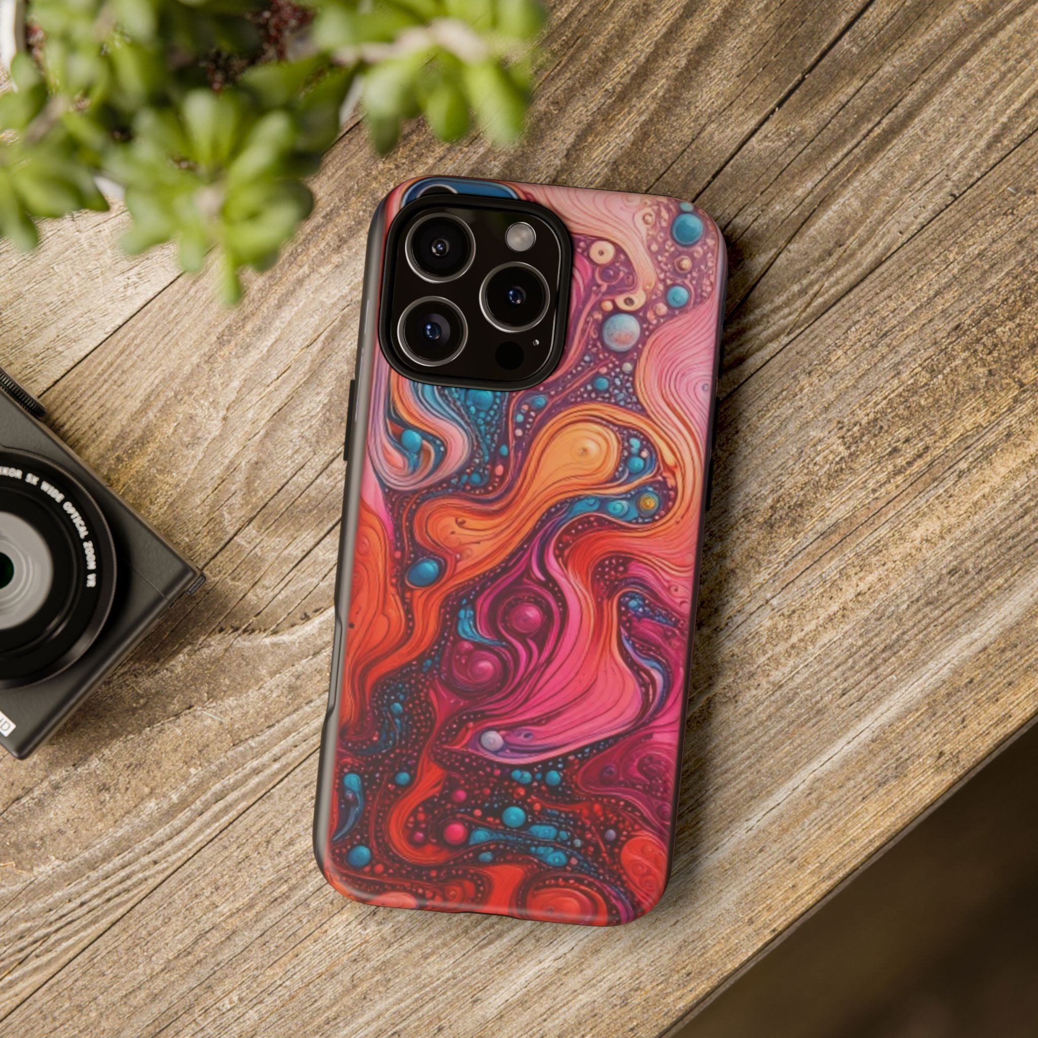 Abstract Swirl Tough Phone Case — Colorful Liquid Art Protective Cover