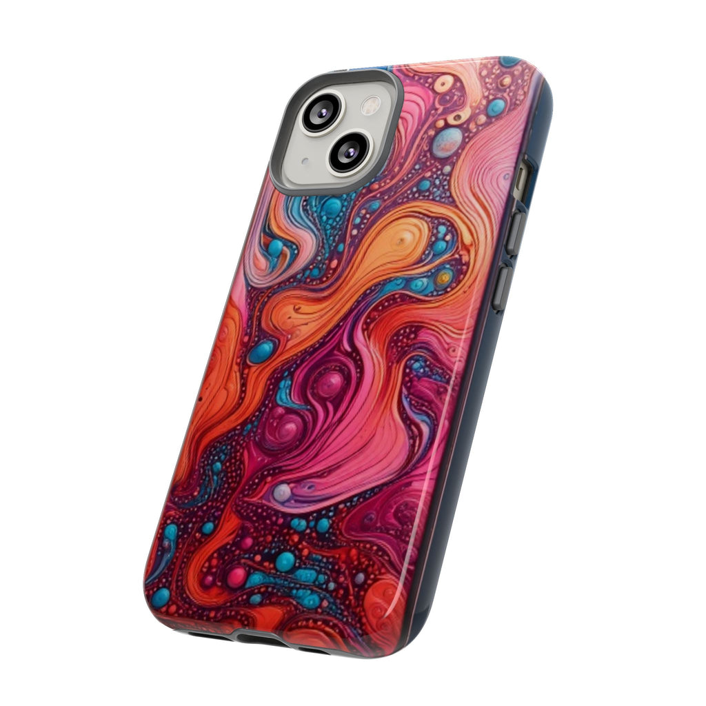 Abstract Swirl Tough Phone Case — Colorful Liquid Art Protective Cover
