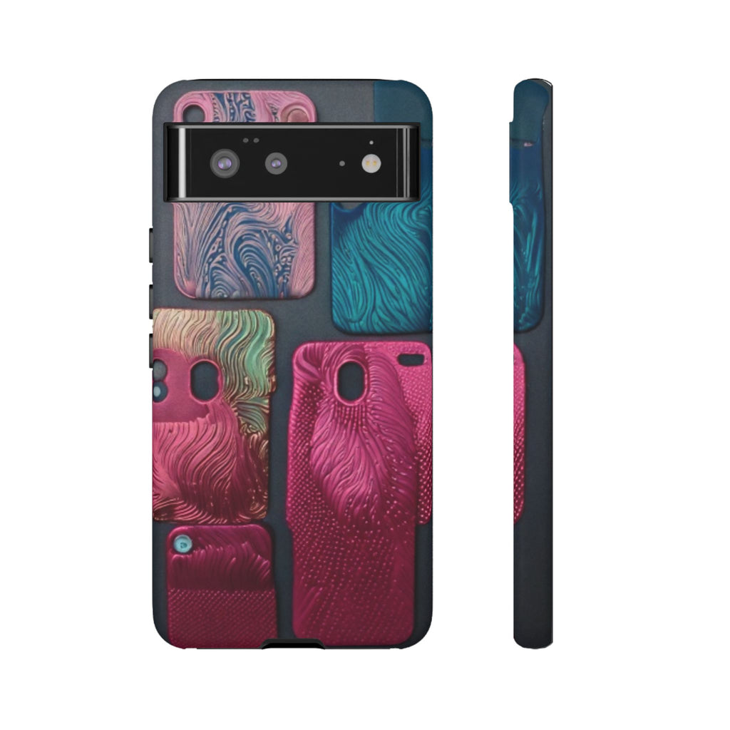 Tough Case - Colorful Textured Phone Case (Protective, Artistic Swirl Design)
