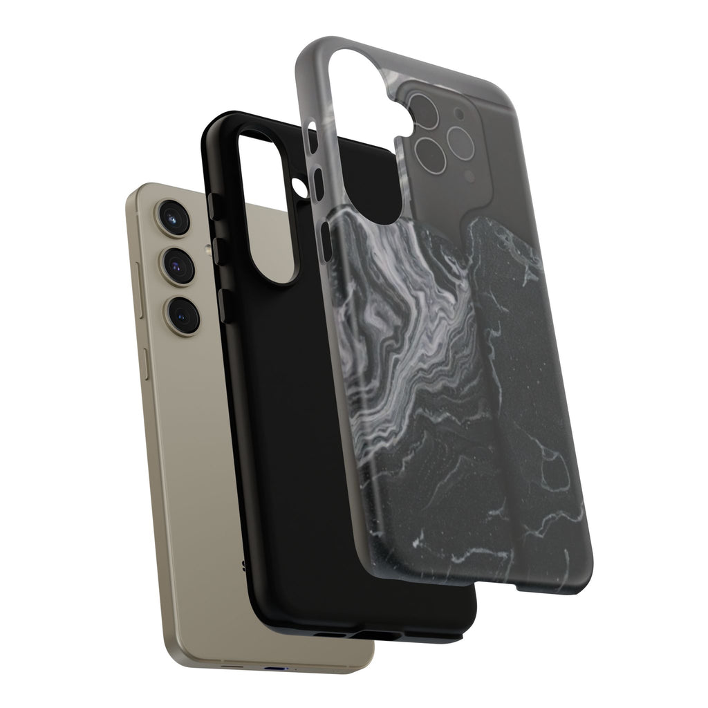 Black Marble Tough Phone Case — Protective iPhone Cover with Marble Texture