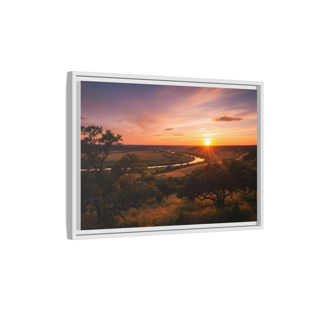 Sunset River Matte Canvas Framed Wall Art