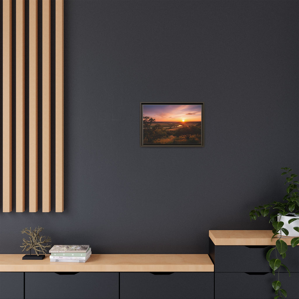 Sunset River Matte Canvas Framed Wall Art