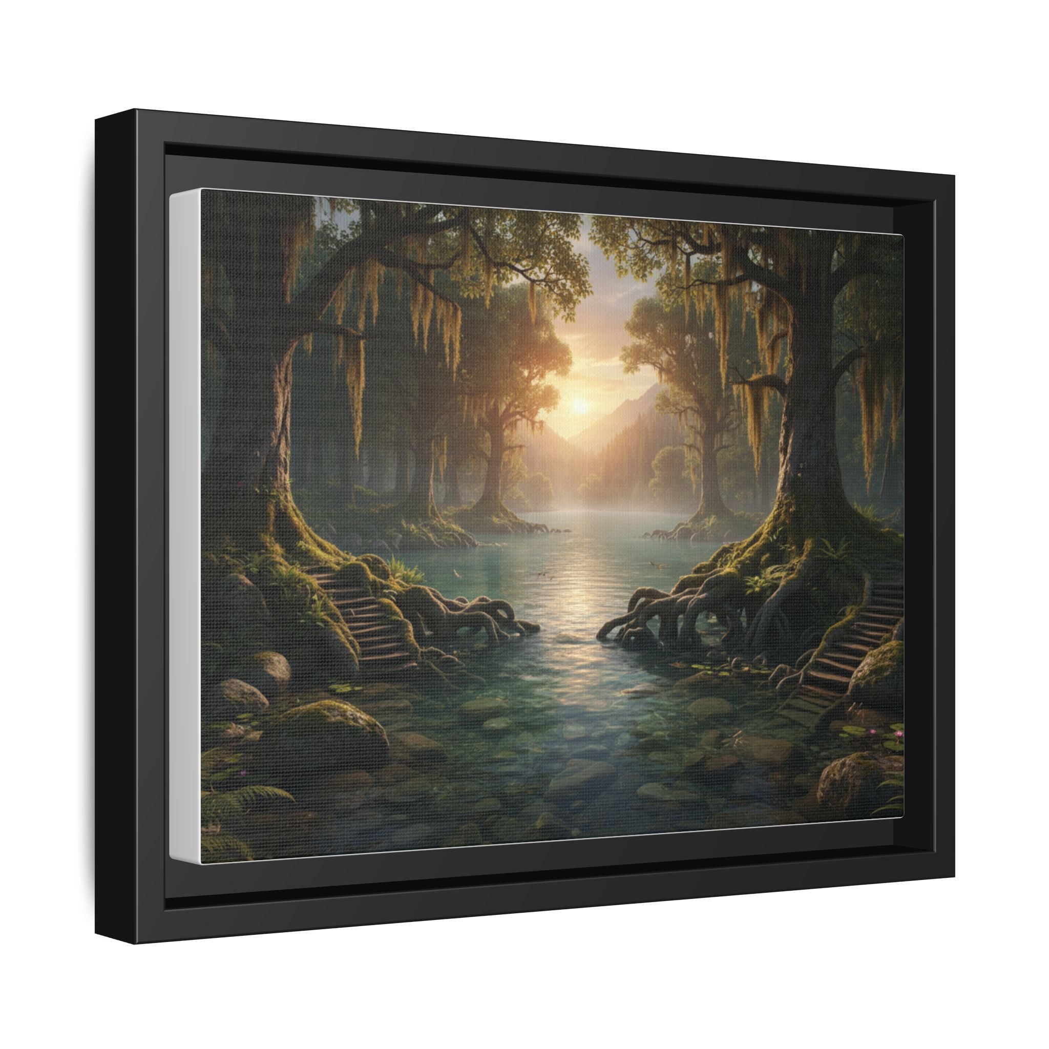Framed Matte Canvas Art - Step In To The Water