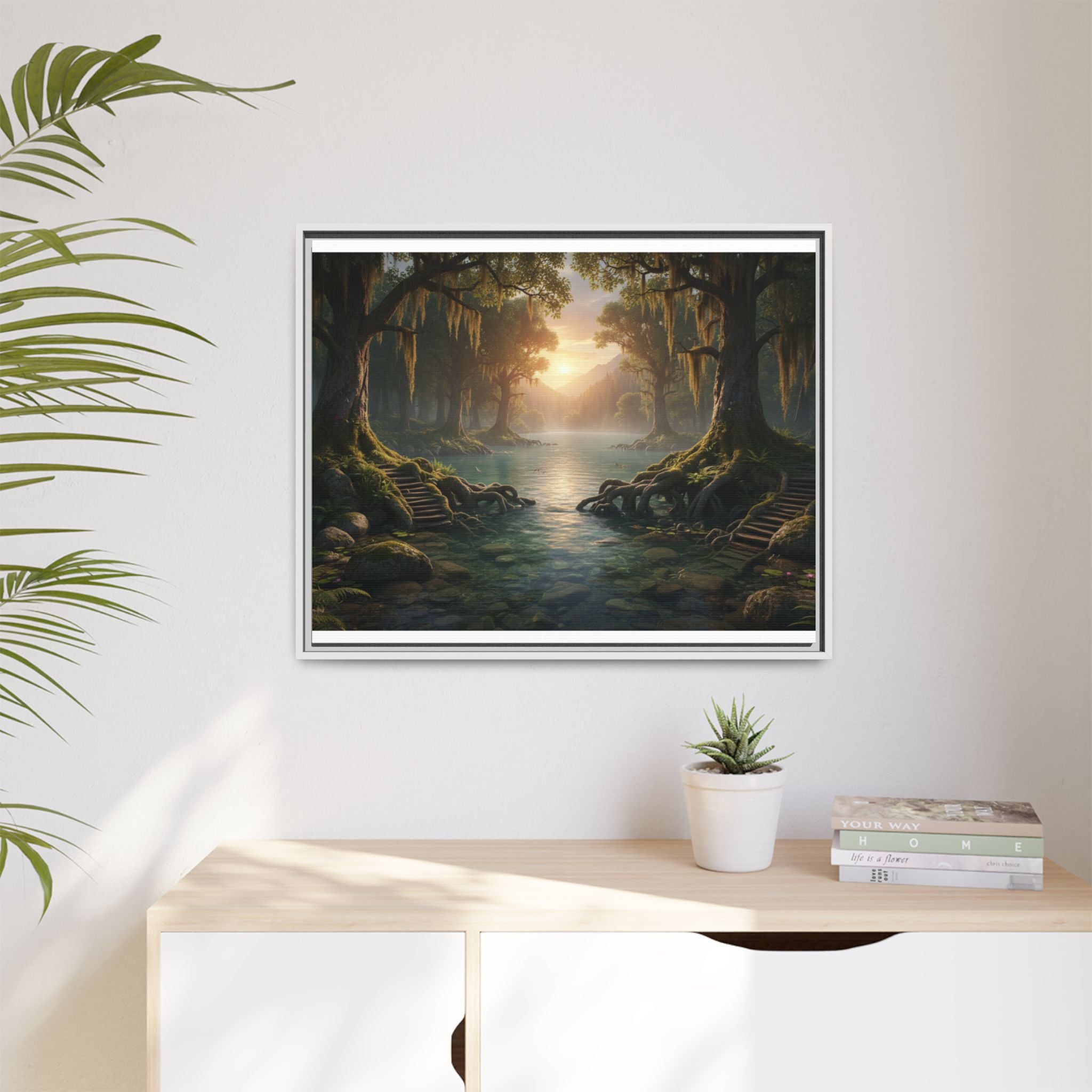 Framed Matte Canvas Art - Step In To The Water