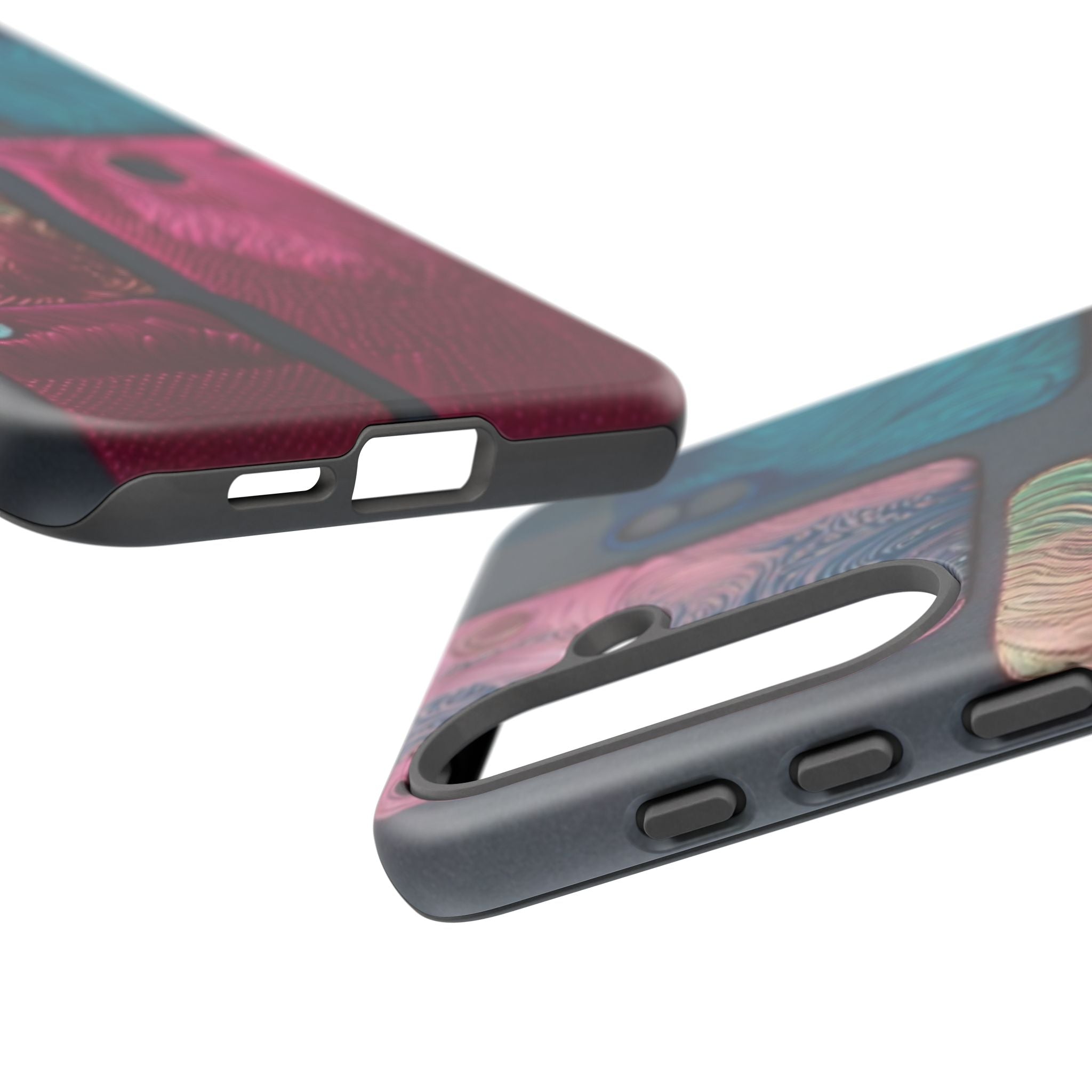Tough Case - Colorful Textured Phone Case (Protective, Artistic Swirl Design)