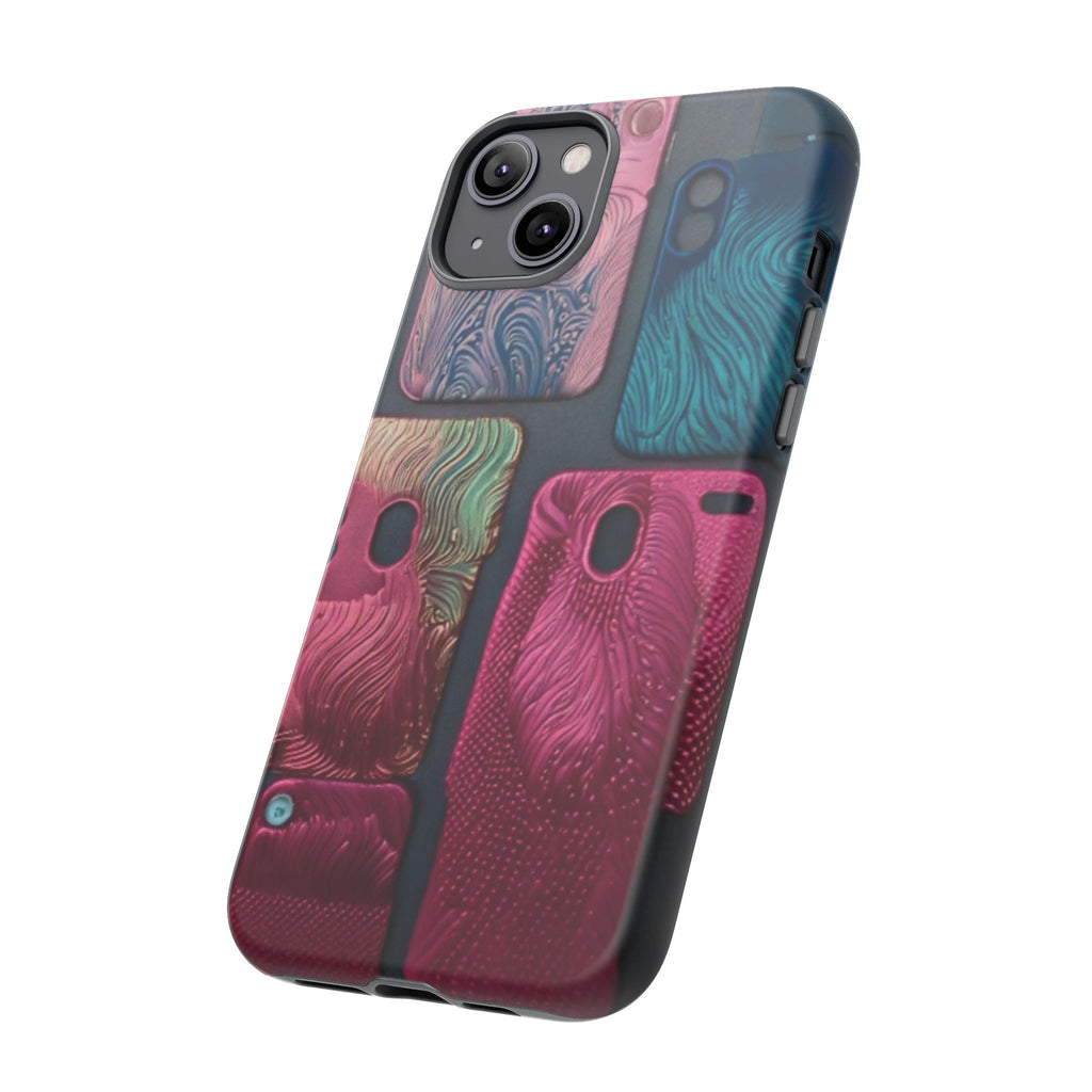 Tough Case - Colorful Textured Phone Case (Protective, Artistic Swirl Design)