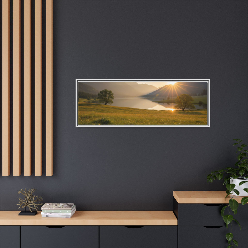 Sunrise Mountain Lake Matte Canvas — Framed Landscape Wall Art