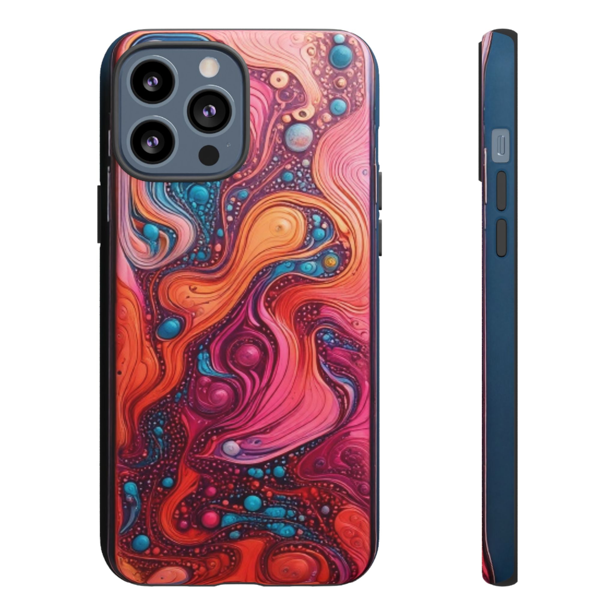 Abstract Swirl Tough Phone Case — Colorful Liquid Art Protective Cover