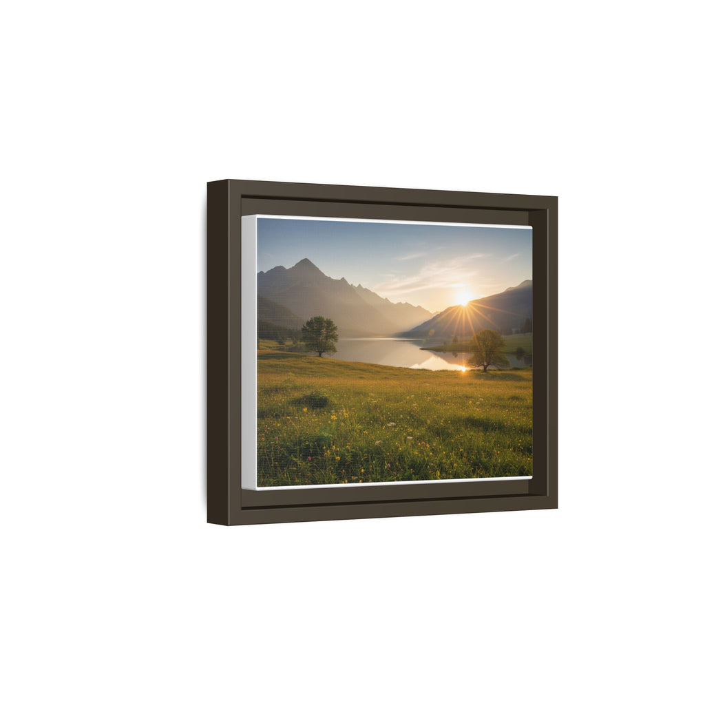 Sunrise Mountain Lake Matte Canvas — Framed Landscape Wall Art