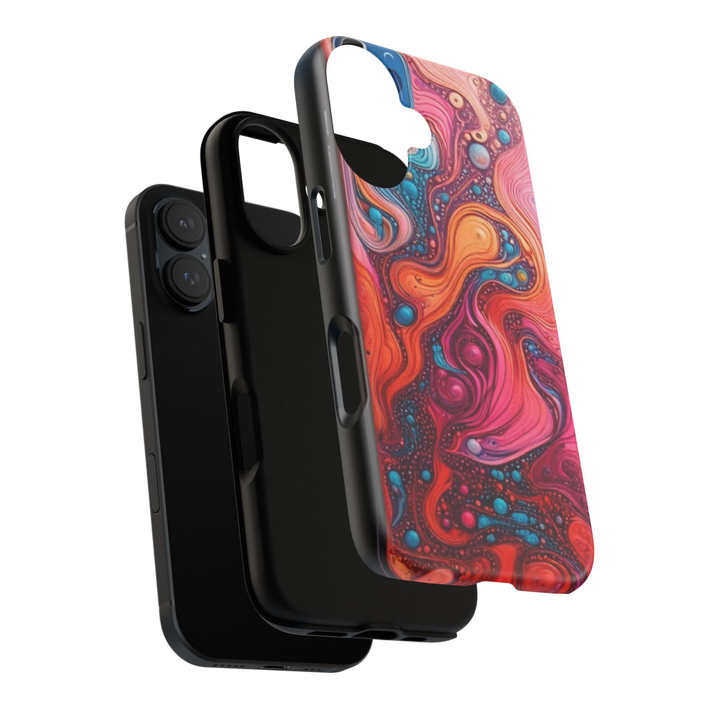 Abstract Swirl Tough Phone Case — Colorful Liquid Art Protective Cover