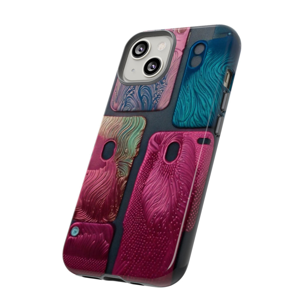 Tough Case - Colorful Textured Phone Case (Protective, Artistic Swirl Design)