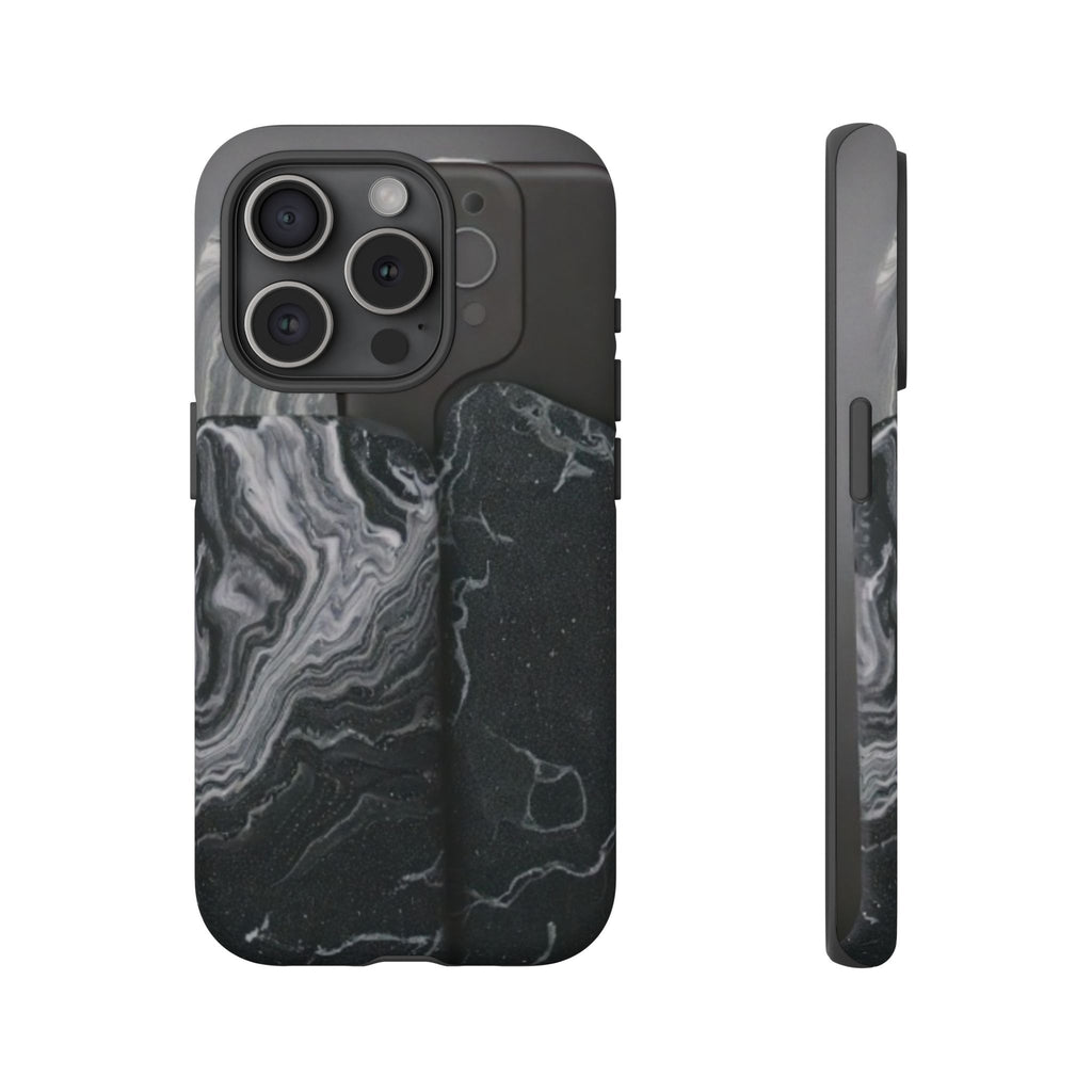 Black Marble Tough Phone Case — Protective iPhone Cover with Marble Texture