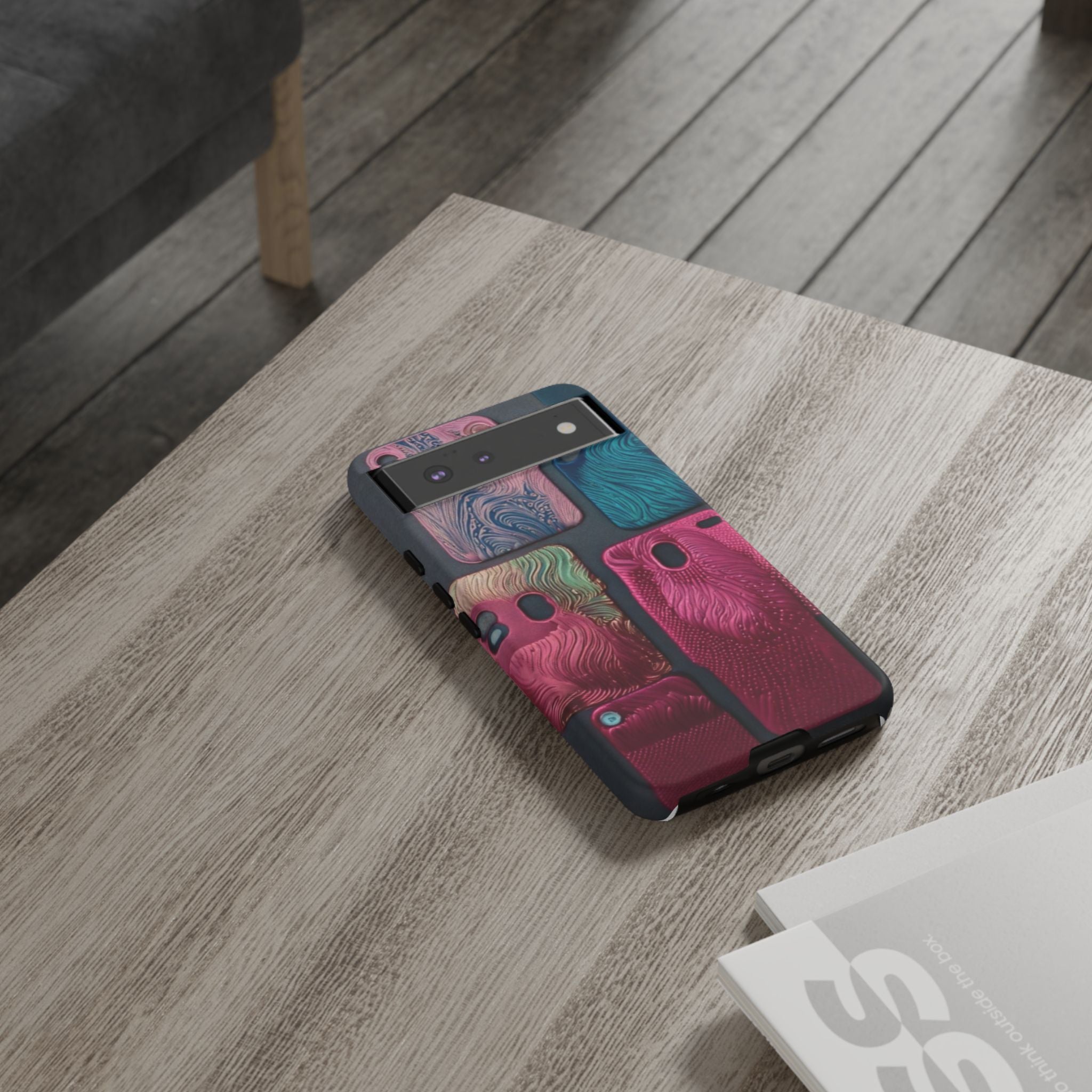 Tough Case - Colorful Textured Phone Case (Protective, Artistic Swirl Design)