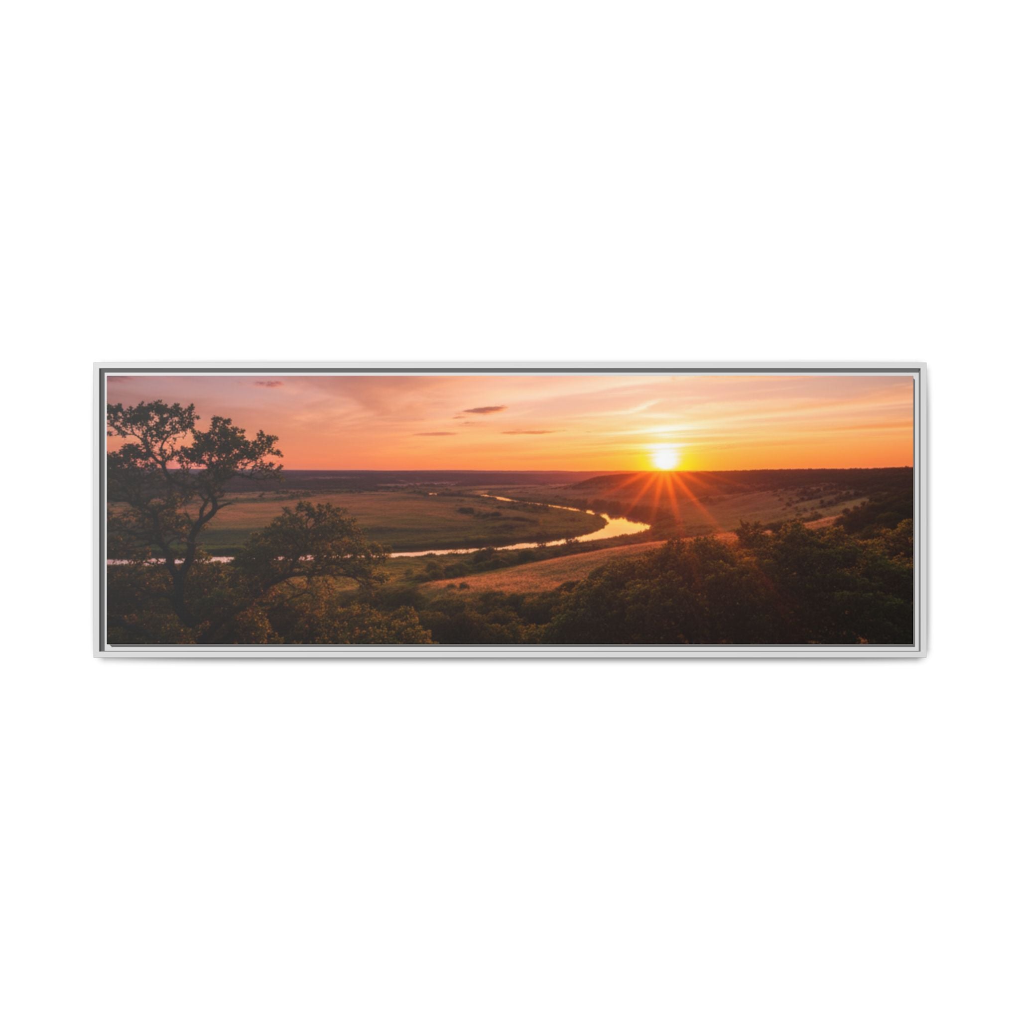 Sunset River Matte Canvas Framed Wall Art