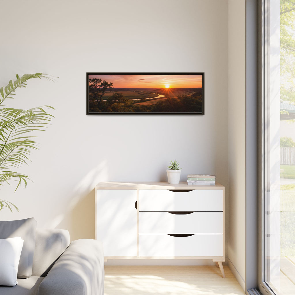 Sunset River Matte Canvas Framed Wall Art