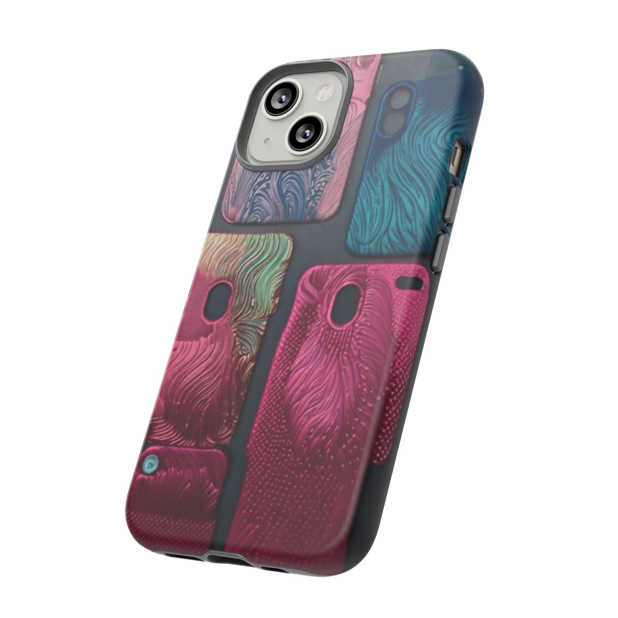 Tough Case - Colorful Textured Phone Case (Protective, Artistic Swirl Design)