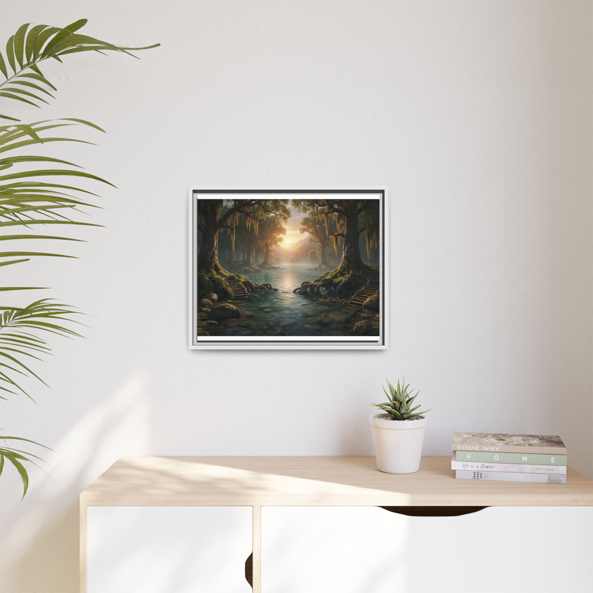 Framed Matte Canvas Art - Step In To The Water