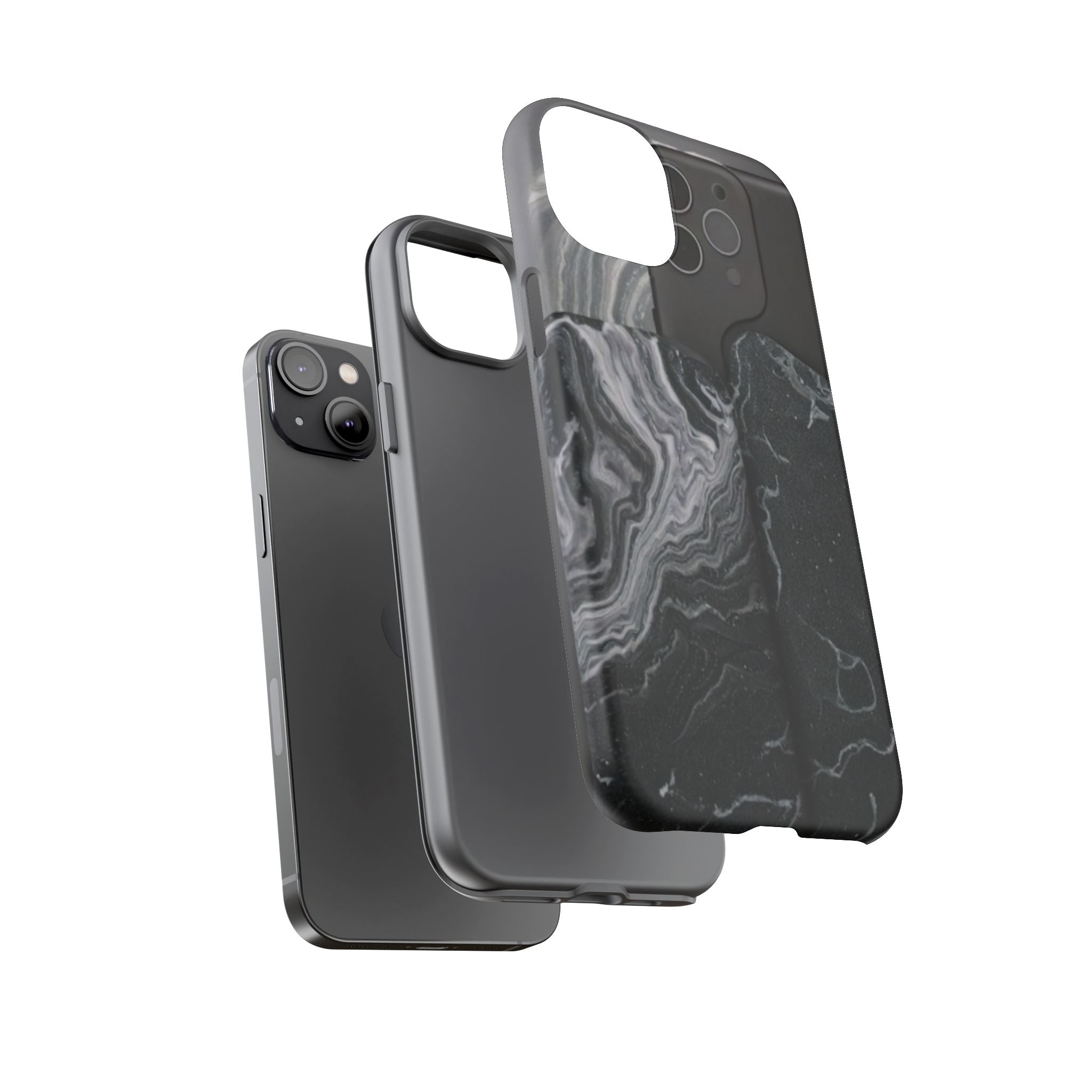 Black Marble Tough Phone Case — Protective iPhone Cover with Marble Texture