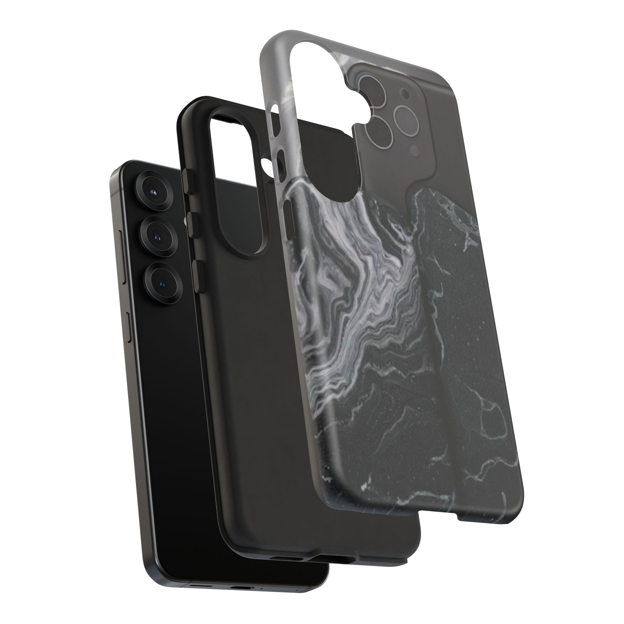 Black Marble Tough Phone Case — Protective iPhone Cover with Marble Texture