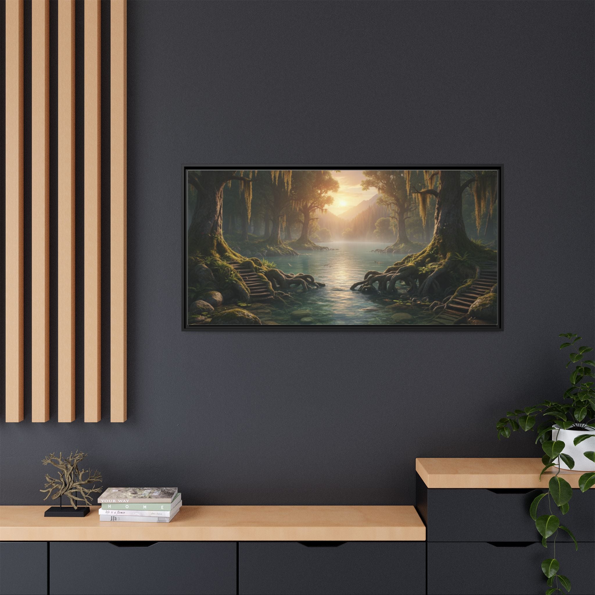 Framed Matte Canvas Art - Step In To The Water