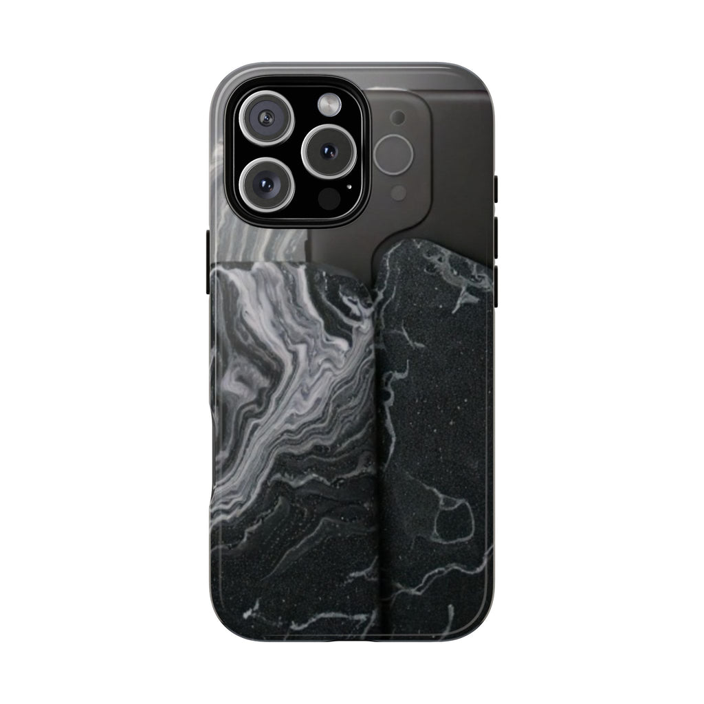 Black Marble Tough Phone Case — Protective iPhone Cover with Marble Texture