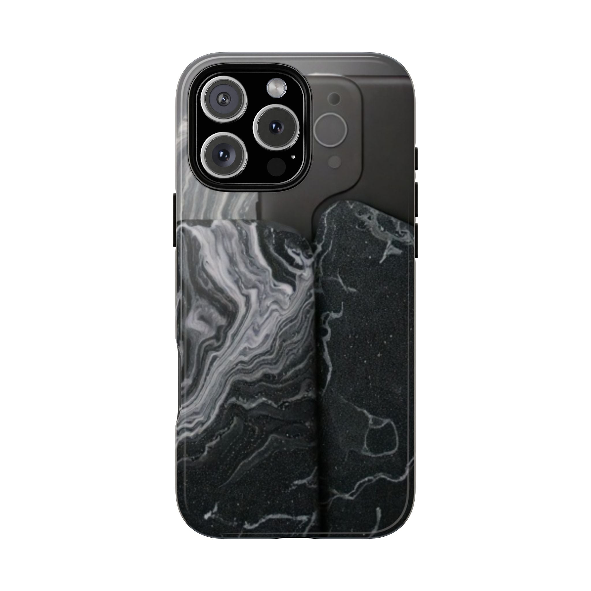 Black Marble Tough Phone Case — Protective iPhone Cover with Marble Texture