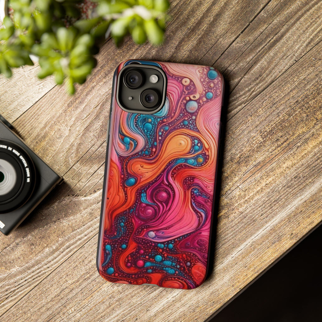 Abstract Swirl Tough Phone Case — Colorful Liquid Art Protective Cover