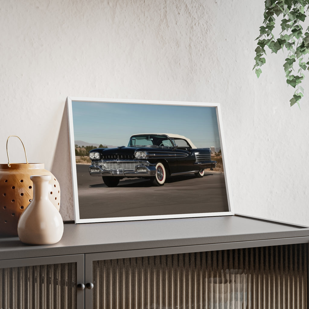 Vintage Black Classic Car Poster with Wooden Frame — Retro Automobile Wall Art