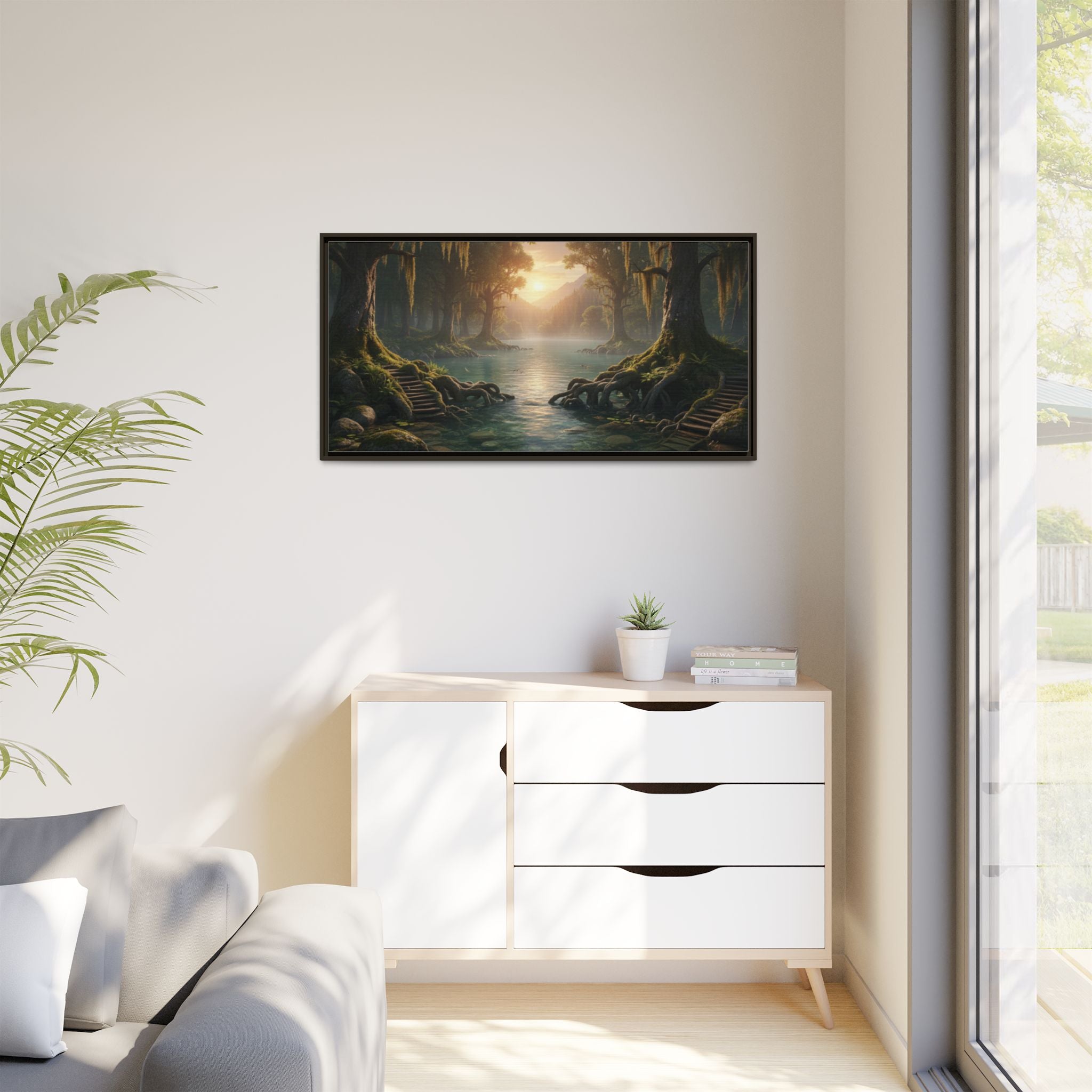 Framed Matte Canvas Art - Step In To The Water