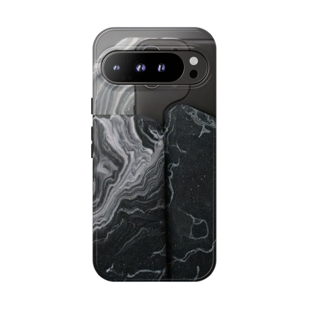 Black Marble Tough Phone Case — Protective iPhone Cover with Marble Texture