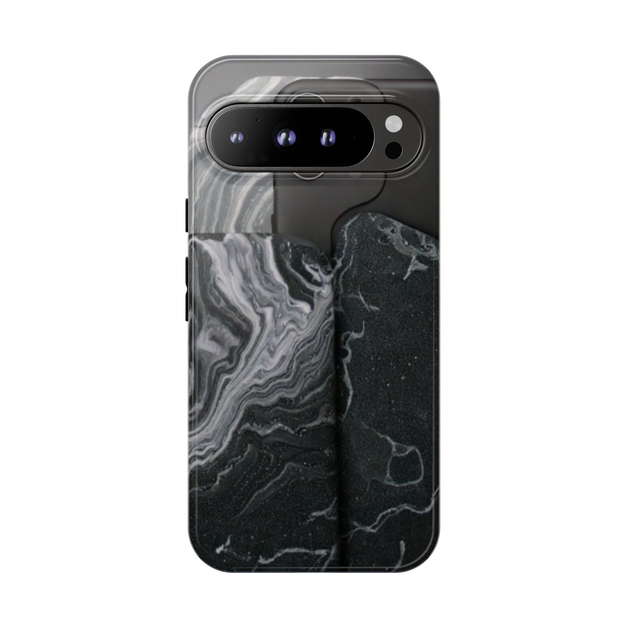 Black Marble Tough Phone Case — Protective iPhone Cover with Marble Texture