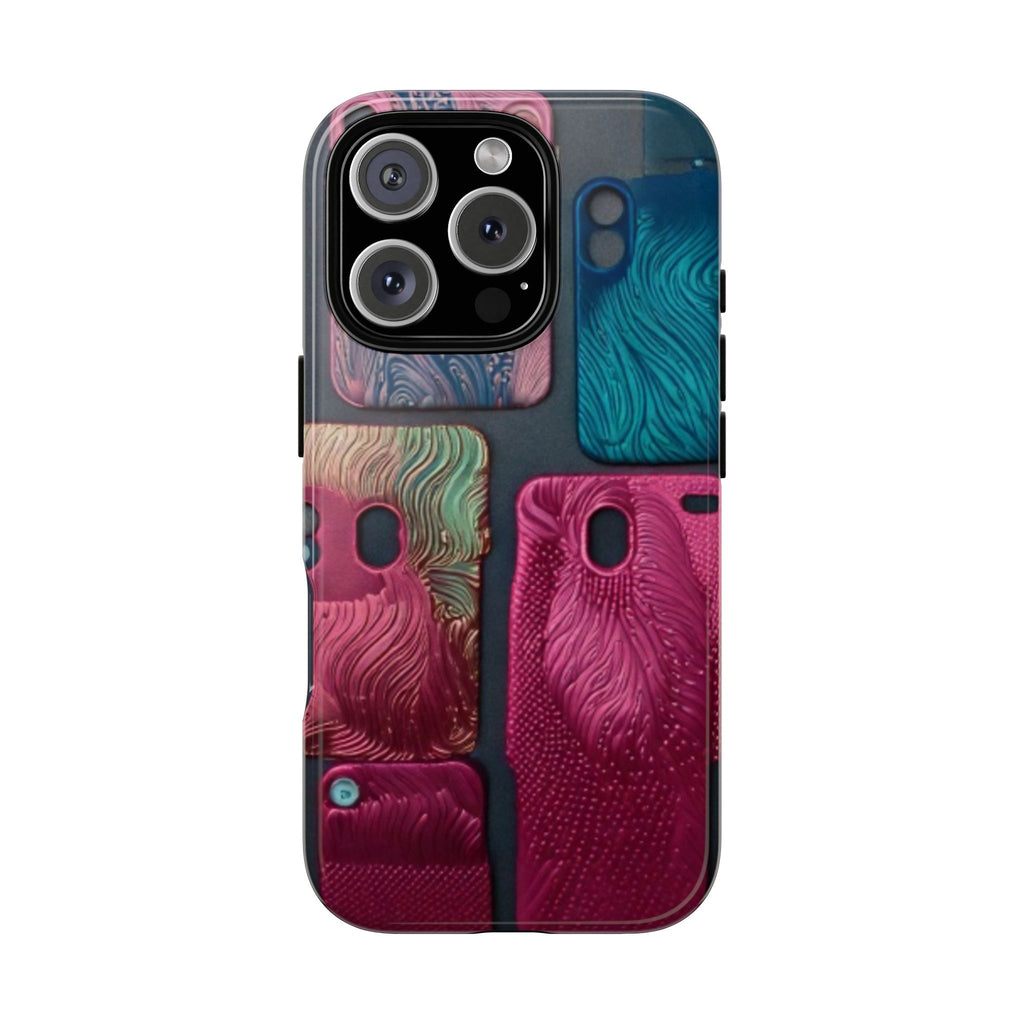 Tough Case - Colorful Textured Phone Case (Protective, Artistic Swirl Design)