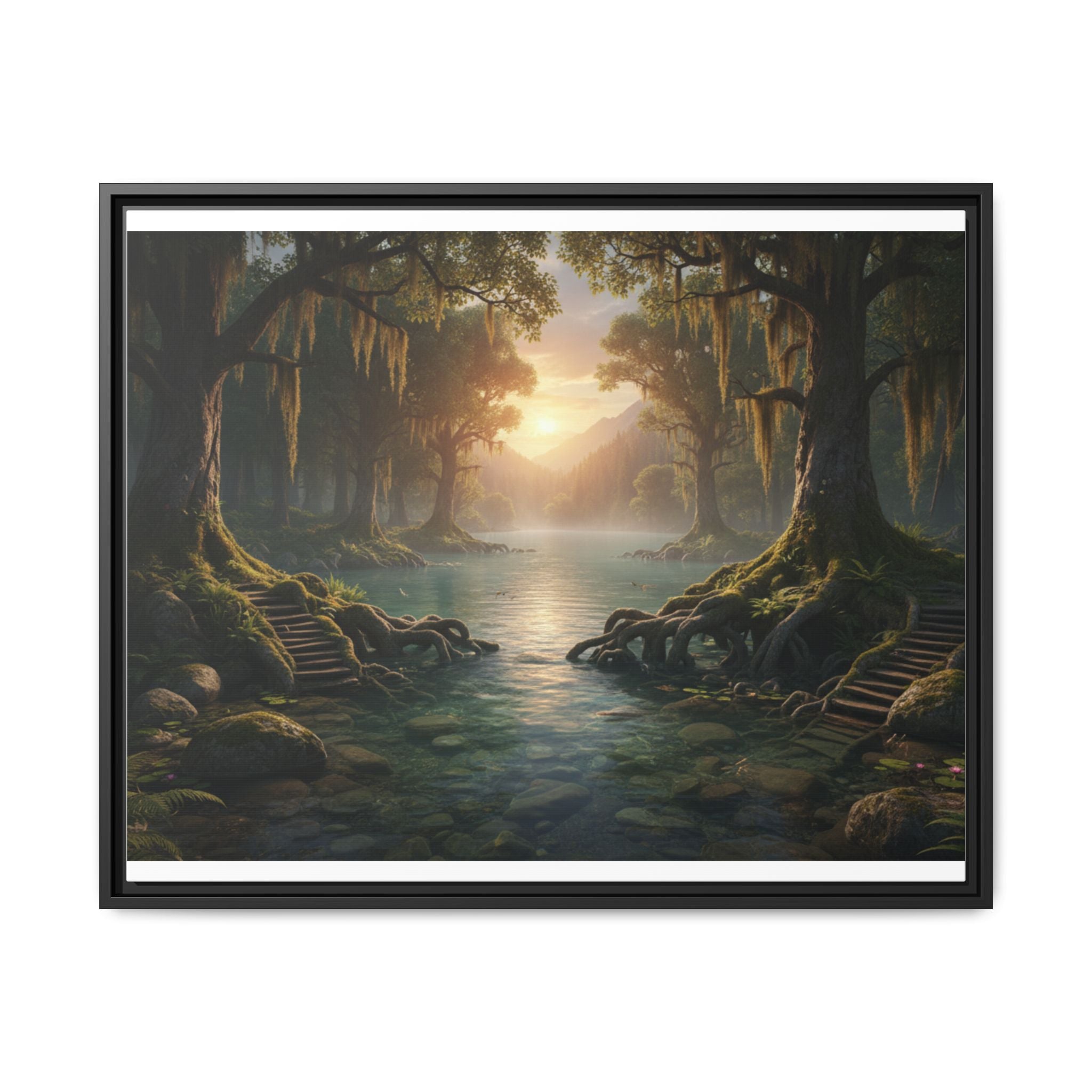 Framed Matte Canvas Art - Step In To The Water