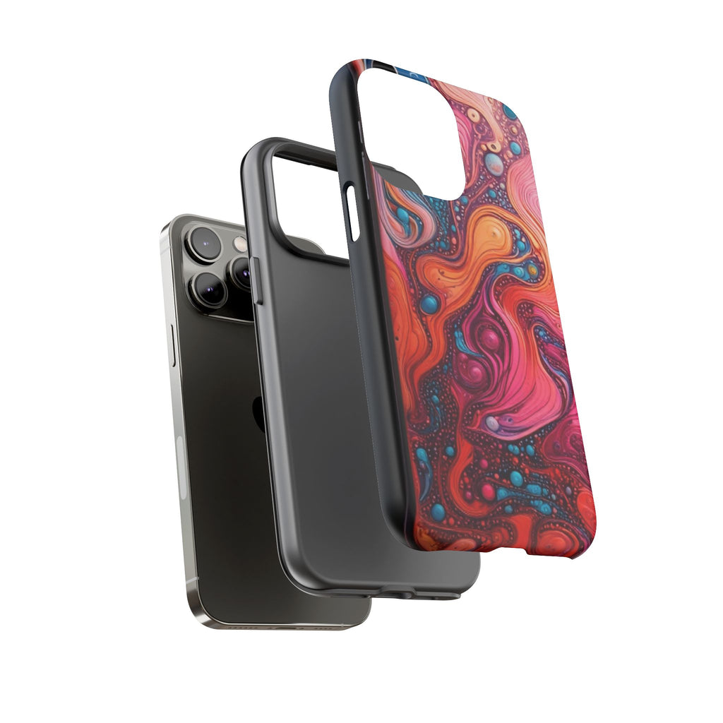 Abstract Swirl Tough Phone Case — Colorful Liquid Art Protective Cover