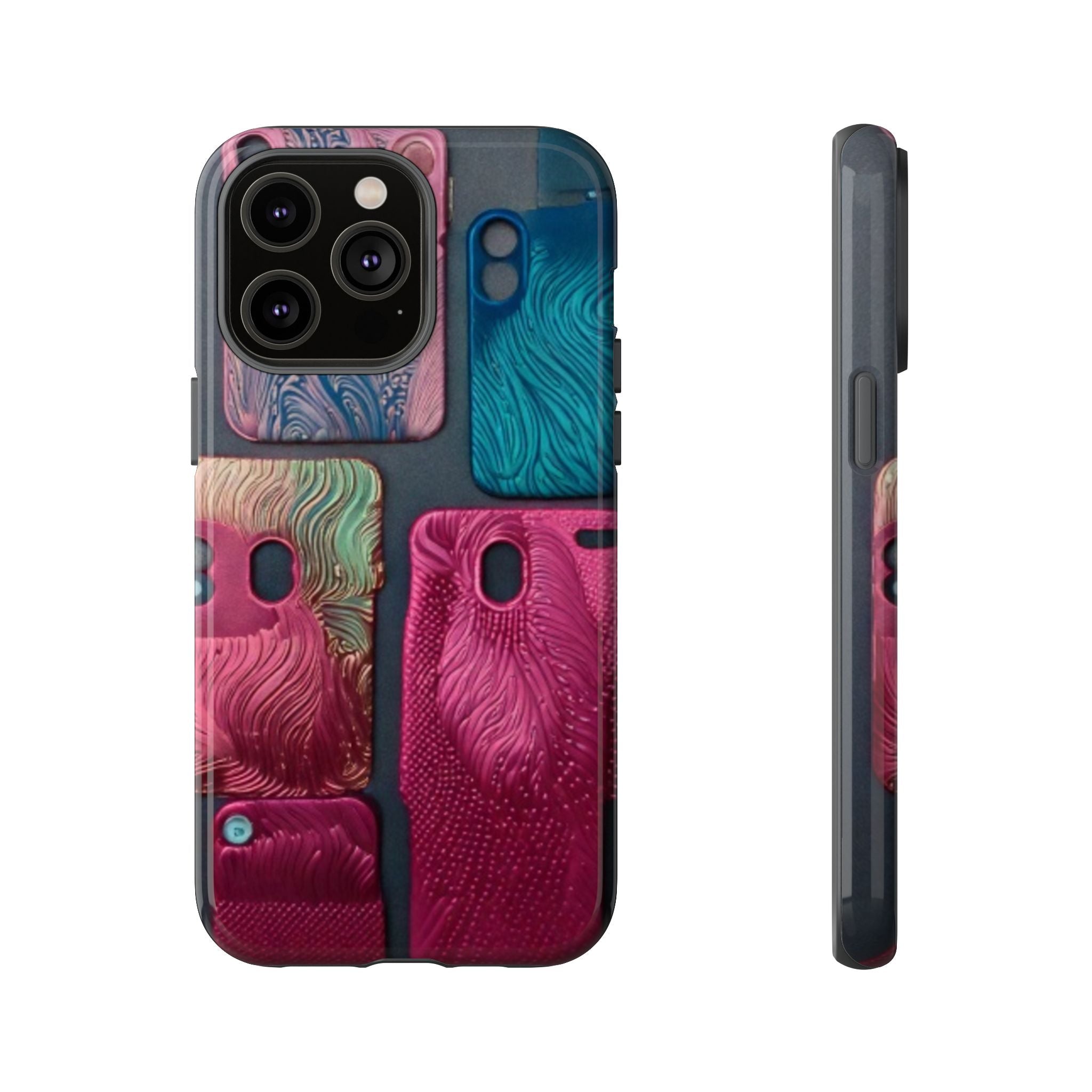 Tough Case - Colorful Textured Phone Case (Protective, Artistic Swirl Design)
