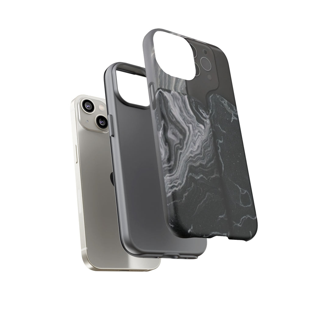 Black Marble Tough Phone Case — Protective iPhone Cover with Marble Texture