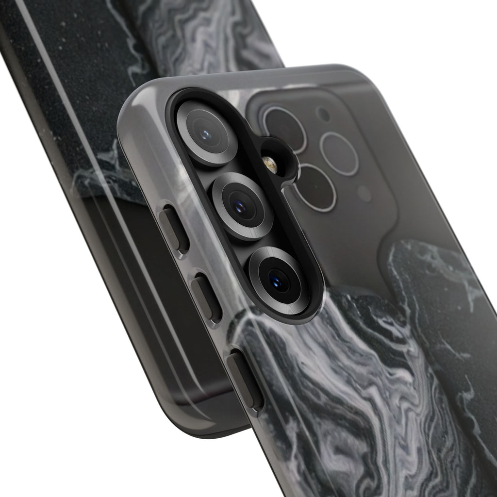 Black Marble Tough Phone Case — Protective iPhone Cover with Marble Texture