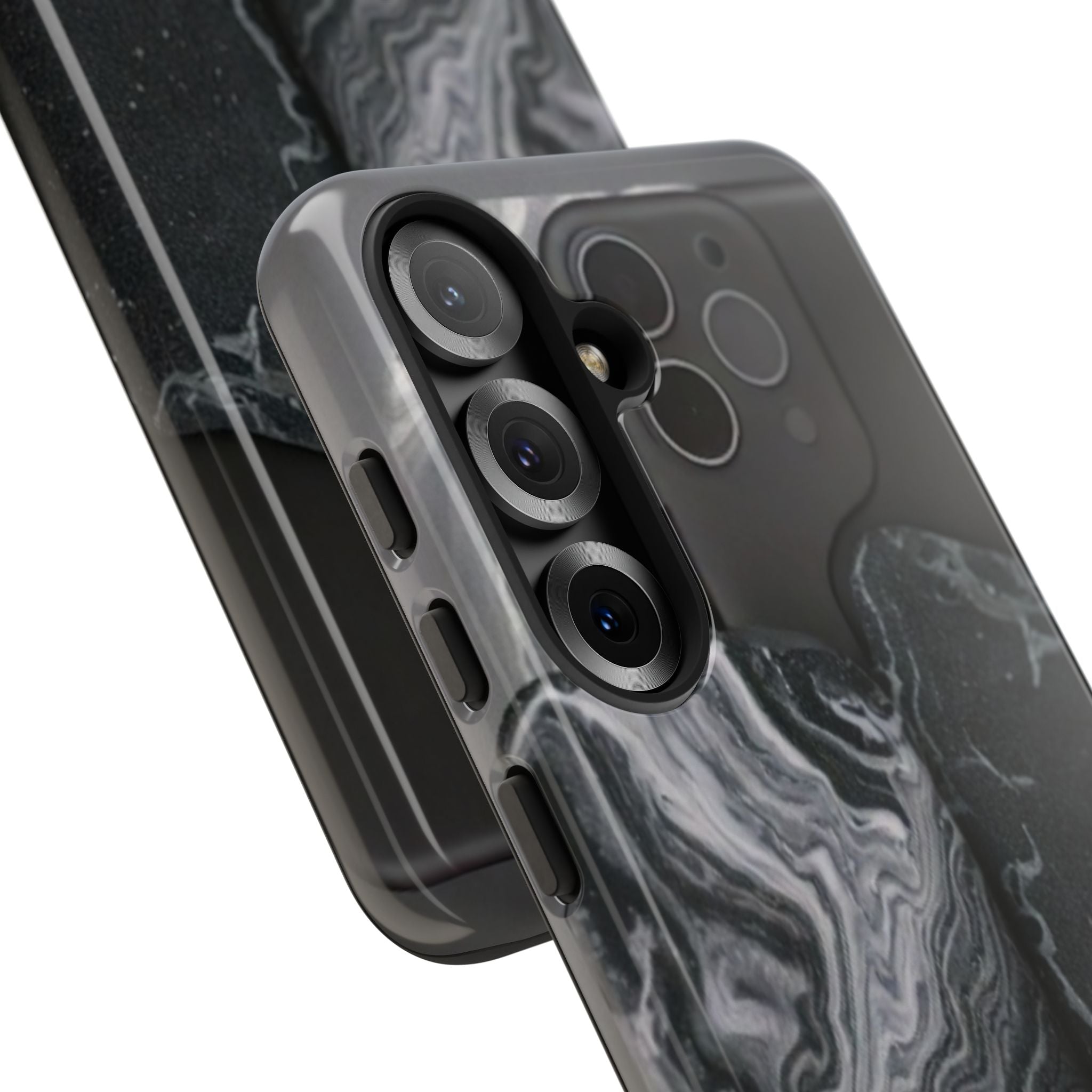 Black Marble Tough Phone Case — Protective iPhone Cover with Marble Texture