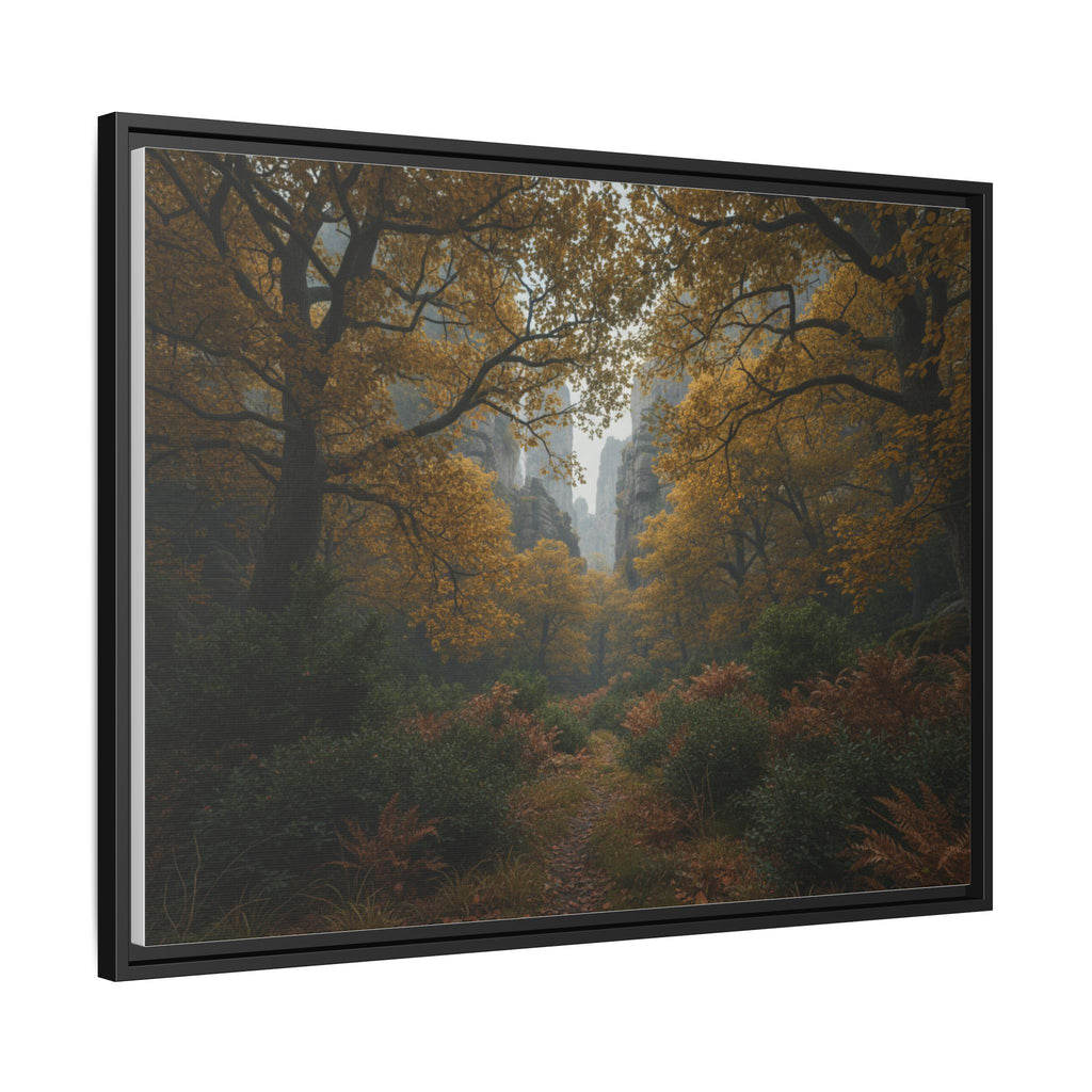 Autumn Forest Path Matte Canvas Print — Framed Wall Art