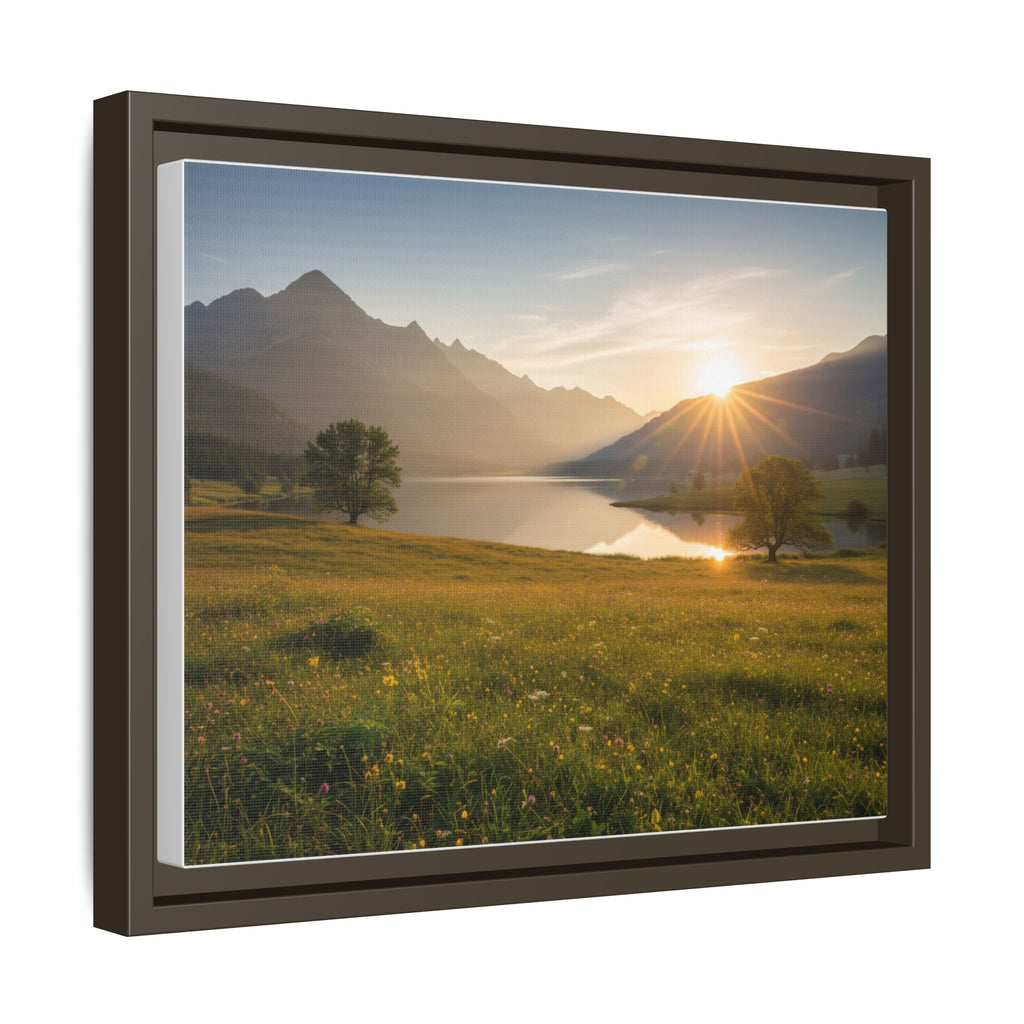 Sunrise Mountain Lake Matte Canvas — Framed Landscape Wall Art