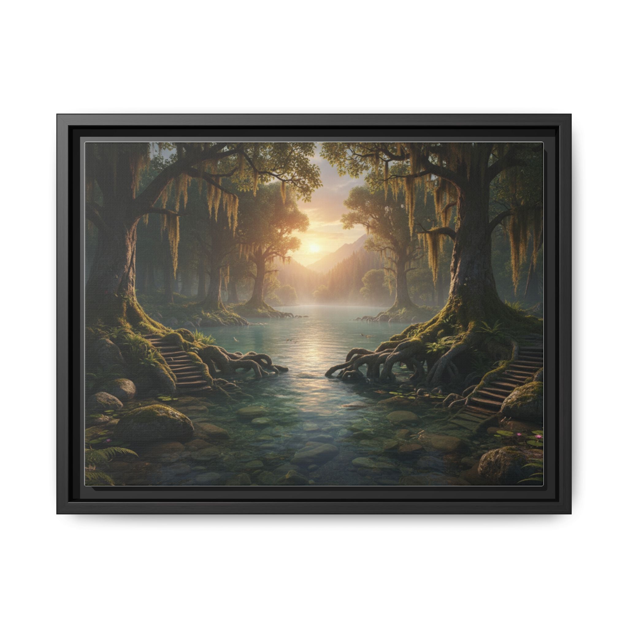 Framed Matte Canvas Art - Step In To The Water