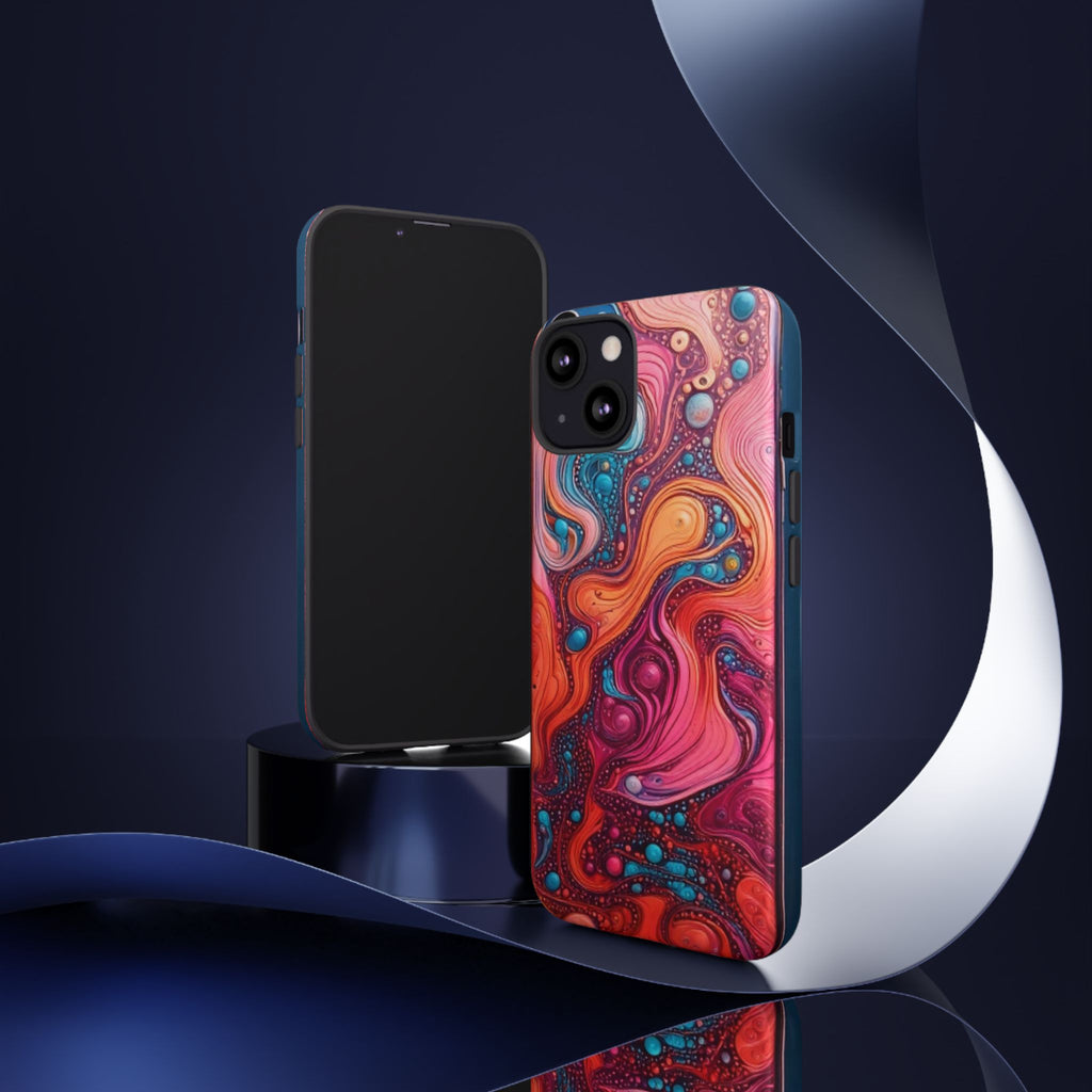 Abstract Swirl Tough Phone Case — Colorful Liquid Art Protective Cover