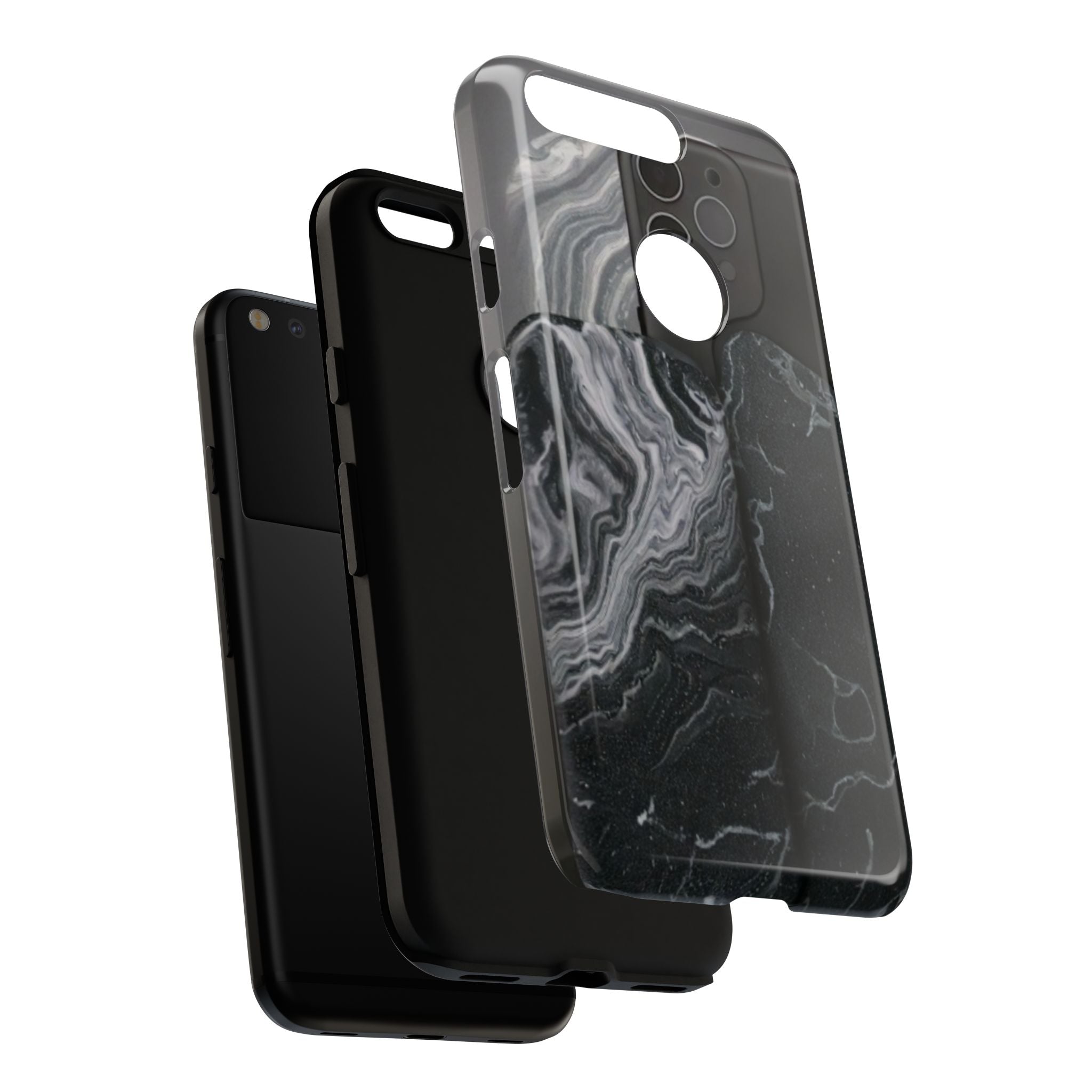 Black Marble Tough Phone Case — Protective iPhone Cover with Marble Texture