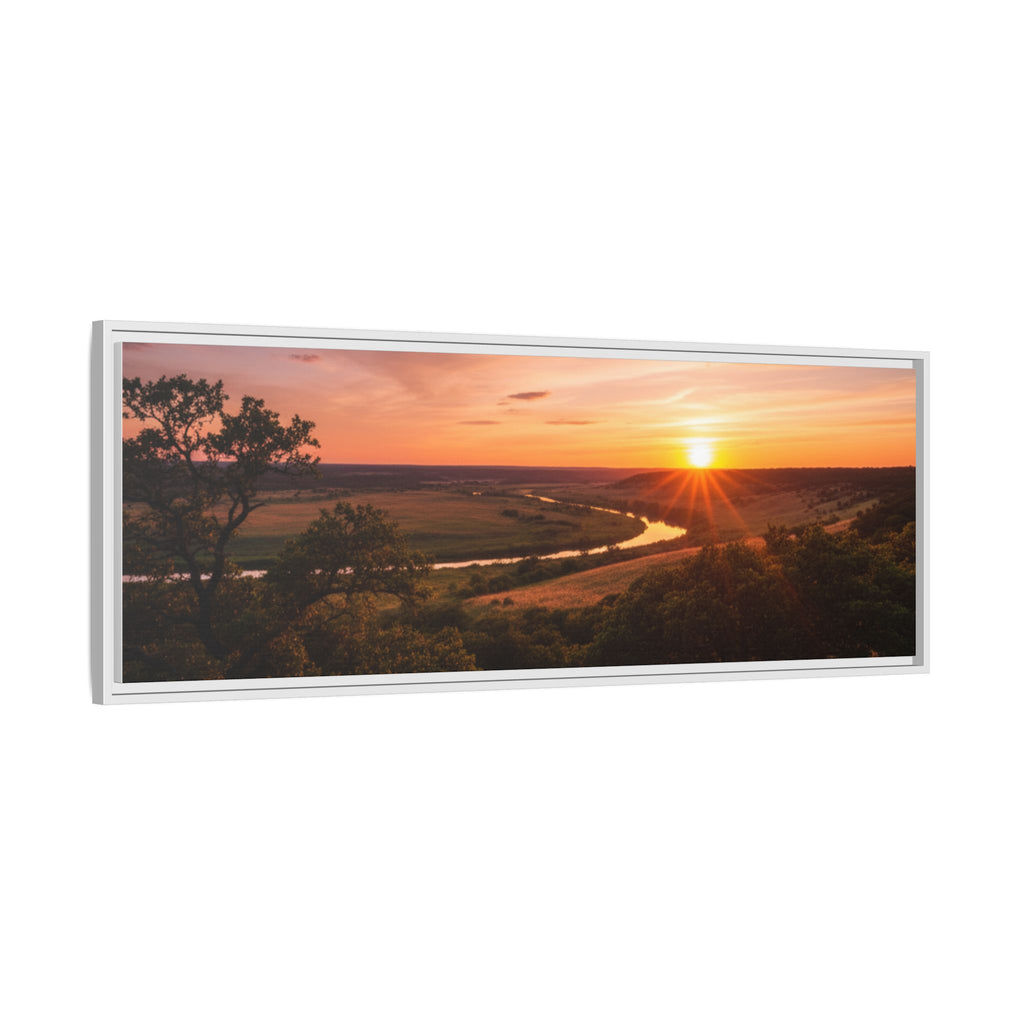 Sunset River Matte Canvas Framed Wall Art