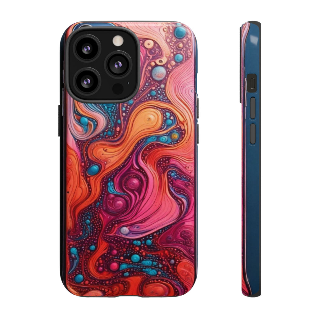 Abstract Swirl Tough Phone Case — Colorful Liquid Art Protective Cover